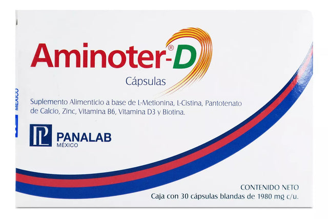 Aminoter D | Suplemento Alimenticio con 30 cápsulas | Fortalece Huesos y el Sistema Inmunológico