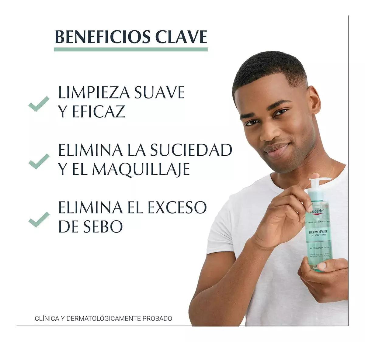 Eucerin Dermopure 200ml | Gel limpiador facial para piel grasa