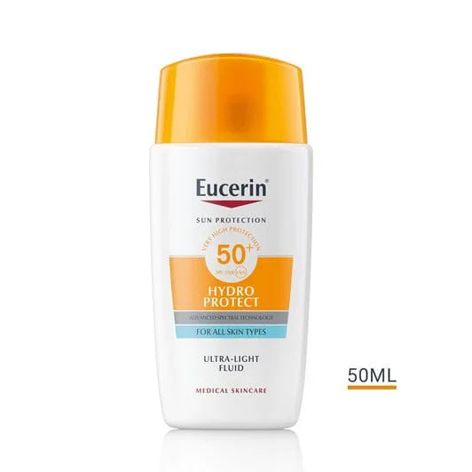 Eucerin Hydro Fluid | Protector Solar Ultraligero 50SPF+ 50ml | Filtros UVA/UVB y Antioxidantes.
