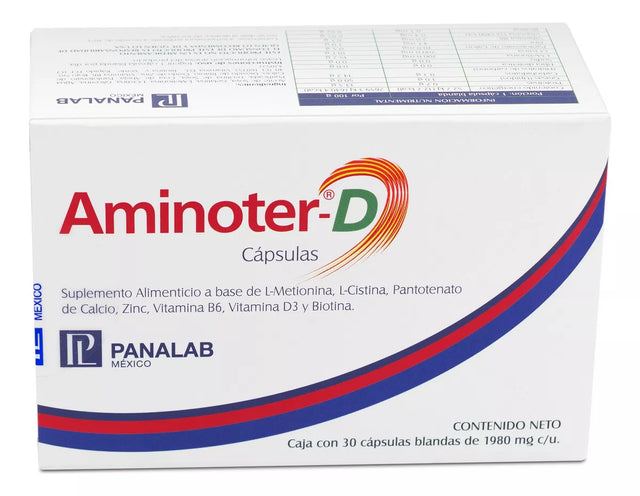 Aminoter D | Suplemento Alimenticio con 30 cápsulas | Fortalece Huesos y el Sistema Inmunológico