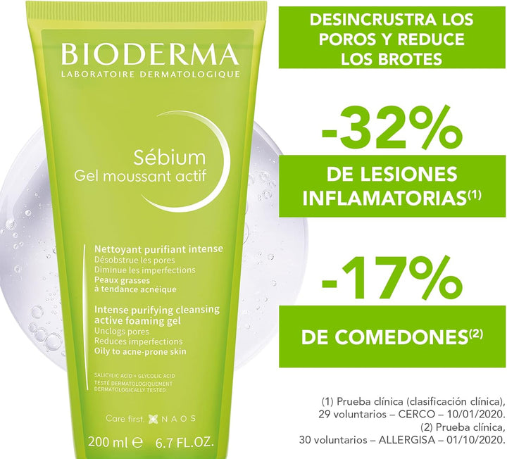 Bioderma | Sébium Gel Moussant Actif 200 ml | Piel Grasa/Acné