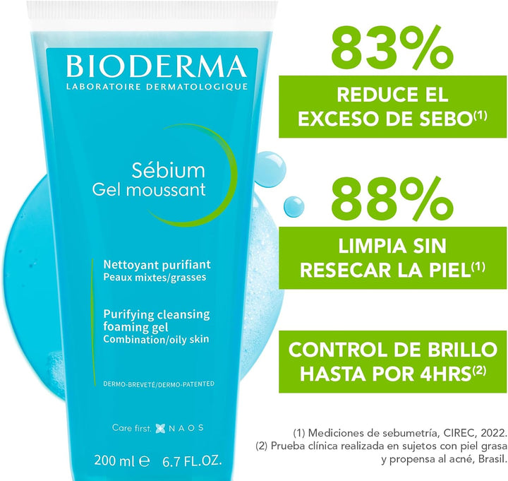 BIODERMA | Sebium Gel 200 ml | Limpiador Piel Mixta/Grasa/Acné