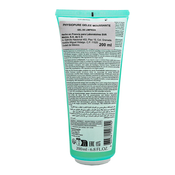 SVR | Physiopure Gel Moussante 200ml | Limpiador facial