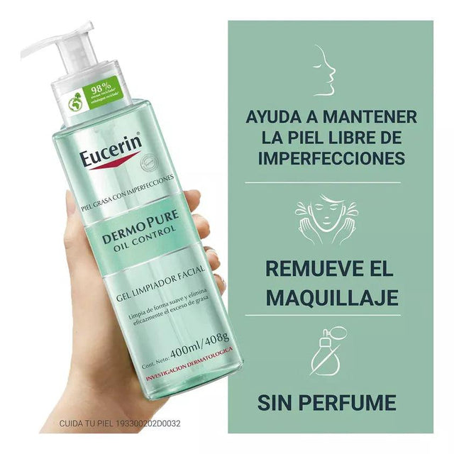 Eucerin Dermopure 200ml | Gel limpiador facial para piel grasa