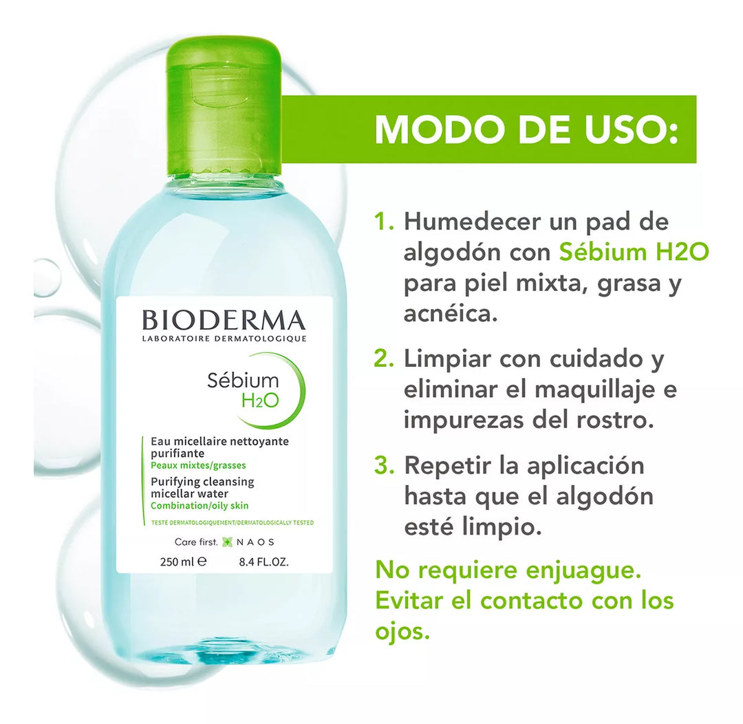 Bioderma | Sebium H2O Micelar 250ml | Desmaquilla Piel Mixta/Grasa