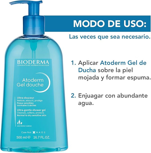 Bioderma Atoderm Gel de Ducha Espumoso 500ml | Limpia y Protege la Barrera Natural de la Piel