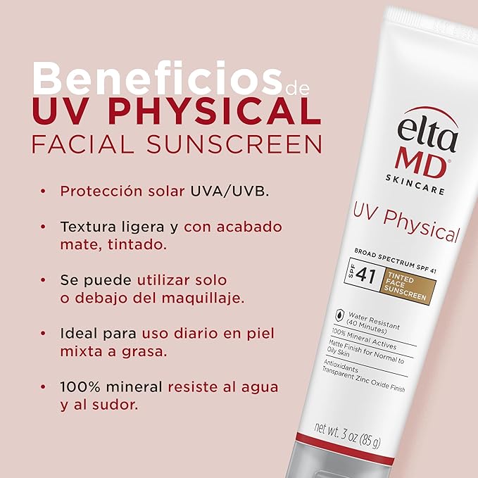 Elta MD UV Physical | Protector Solar Mineral con Color y de Amplio Espectro SPF41