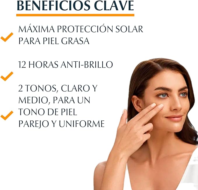 Eucerin Oil Control | Protector Solar con Tinte Tono Medio 50SPF+ | 50 ml