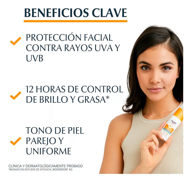 Eucerin Oil Control | Protector Solar con Tinte Tono Claro 50SPF+ | 50ml