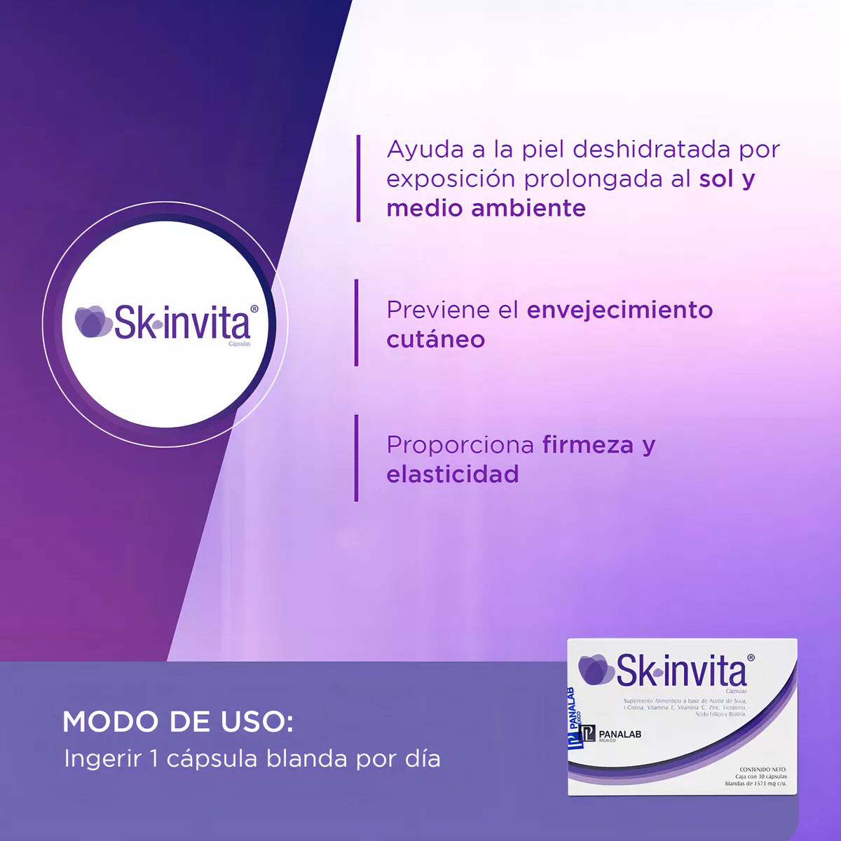 Skinvita | Suplemento Alimenticio Antioxidante e Hidratante | 30 Cápsulas