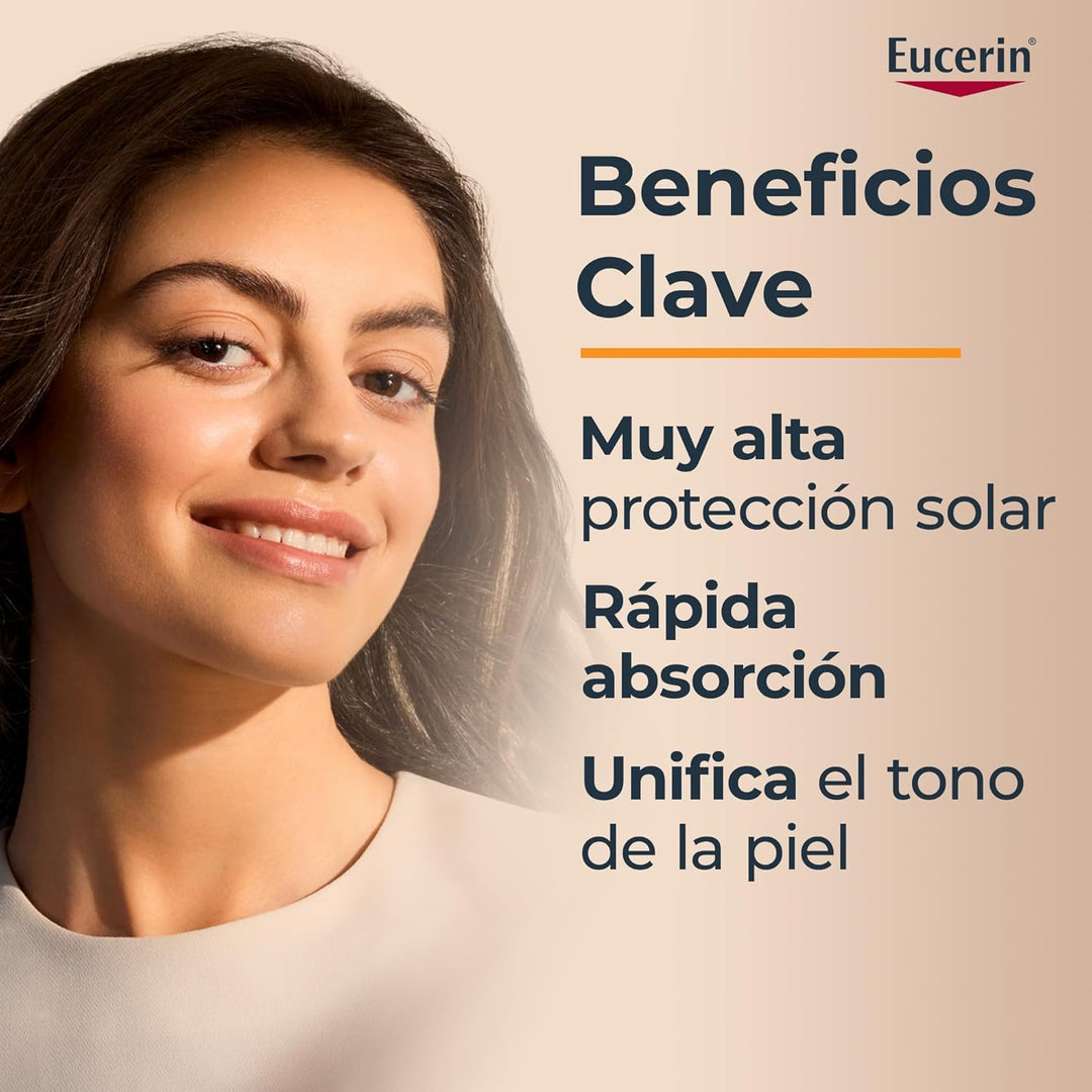 Eucerin | Sun Hydrofluid 50ml FPS 50 | Protector Facial Ultra Ligero | Color Tono Medio