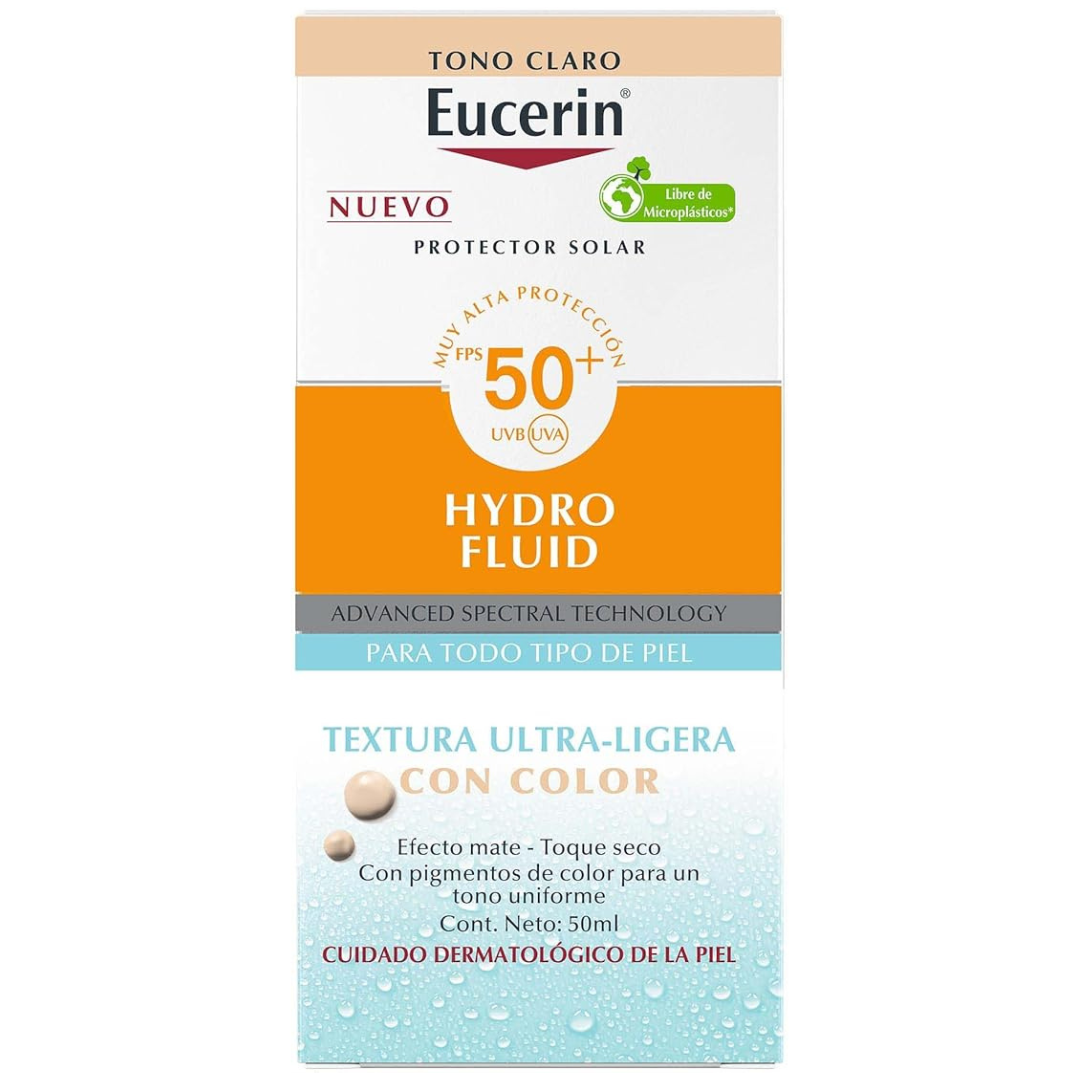Eucerin | Sun Hydrofluid 50ml FPS 50 | Protector Facial Ultra Ligero con Color Tono Claro