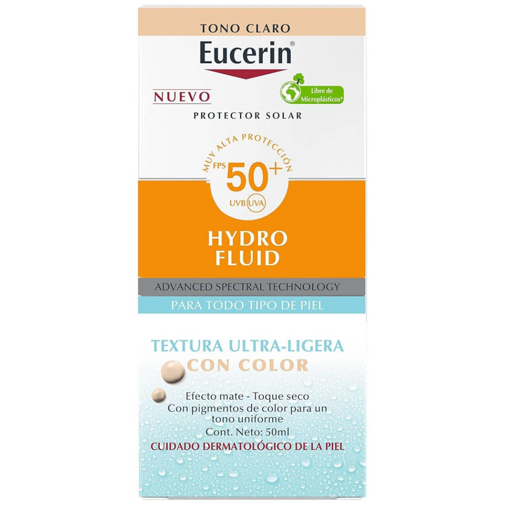 Eucerin | Sun Hydrofluid 50ml FPS 50 | Protector Facial Ultra Ligero con Color Tono Claro