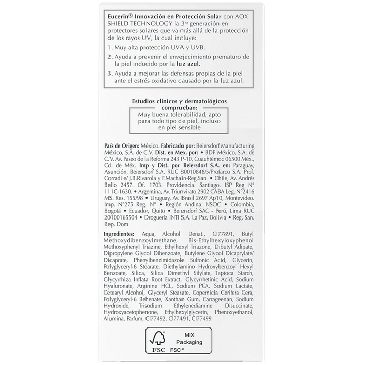 Eucerin | Sun Hydrofluid 50ml FPS 50 | Protector Facial Ultra Ligero con Color Tono Claro