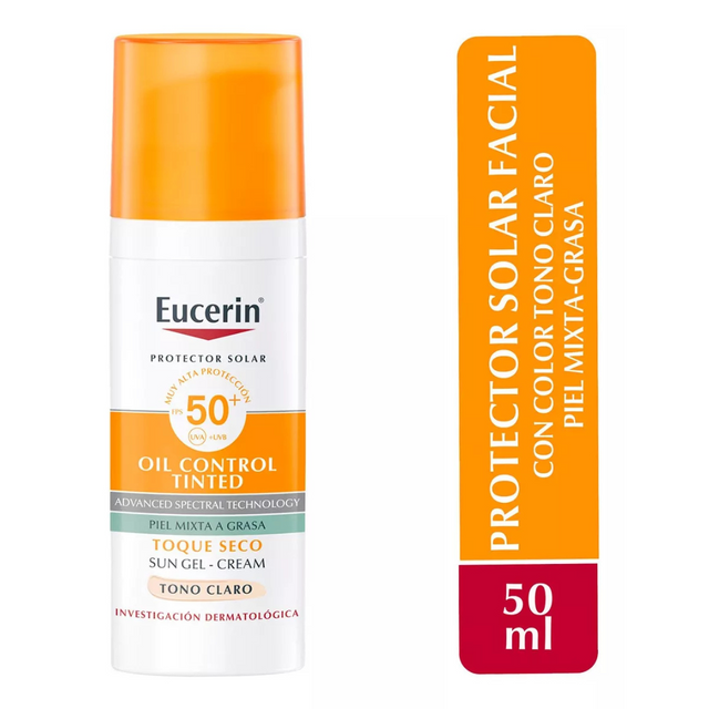Eucerin Oil Control | Protector Solar con Tinte Tono Claro 50SPF+ | 50ml