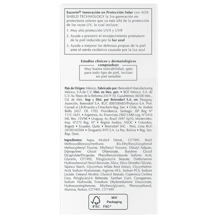 Eucerin | Sun Hydrofluid 50ml FPS 50 | Protector Facial Ultra Ligero | Color Tono Medio