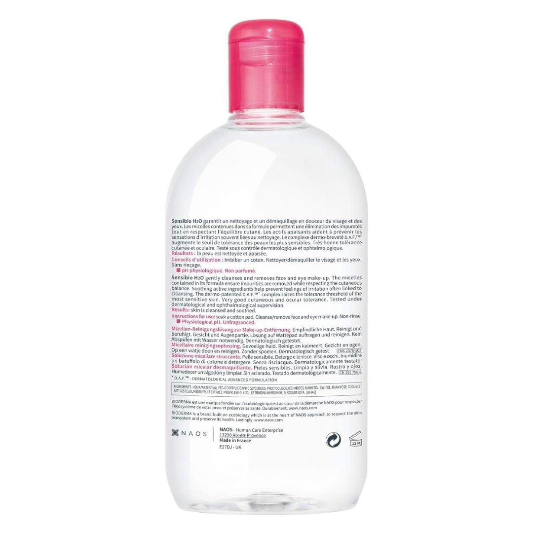 Bioderma | Sensibio H2O 500ml | Agua Micelar Piel Sensible